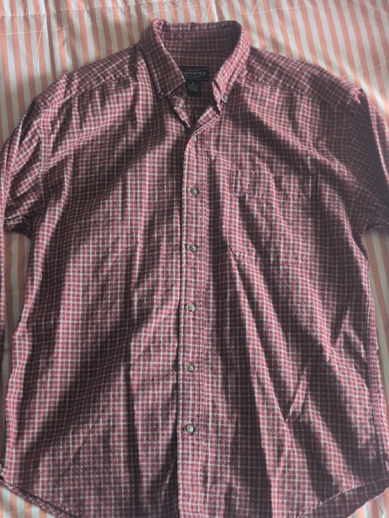 Sonoma Other - Sonoma Red and White Plaid Short-Sleeve Button-Down Shirt